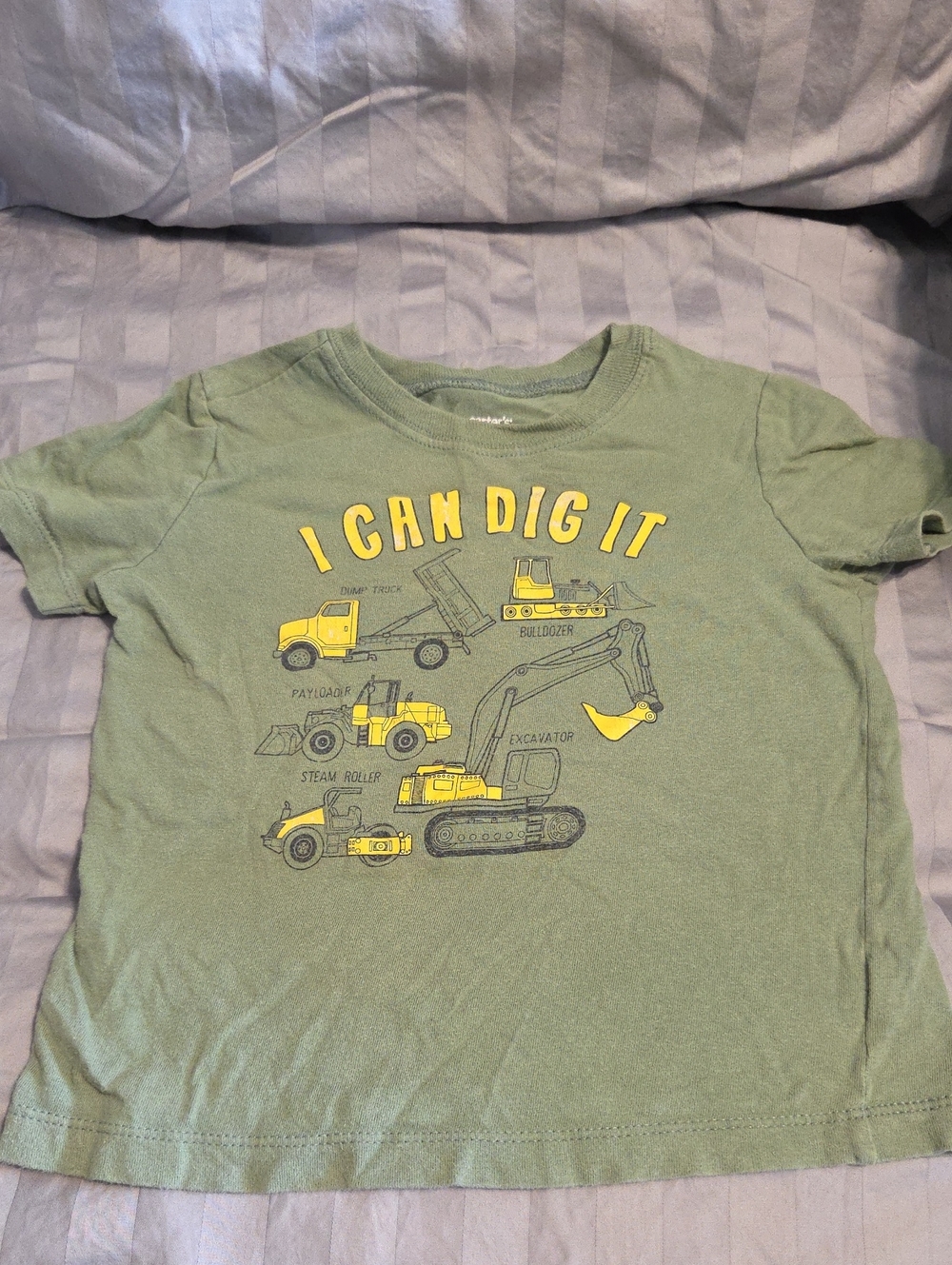 Carter's Olive Green Tee with Yellow Construction Graphics
